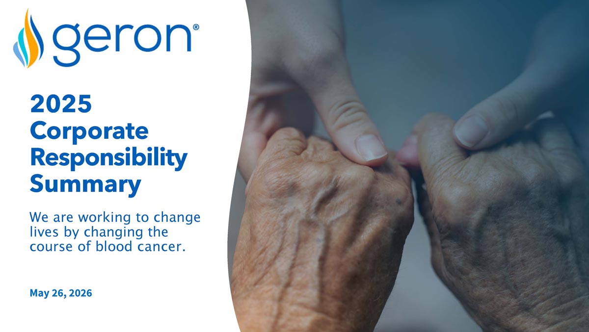 Geron 2025 Corporate Responsibility Summary report cover