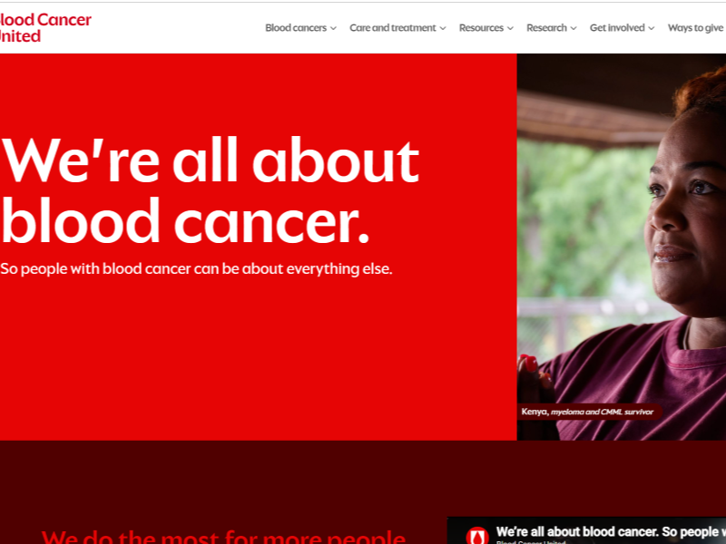 blood cancer united site screenshot