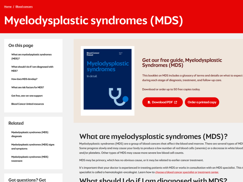 Myelodysplastic syndrome screenshot